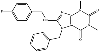 7-BENZYL-8-[(4-FLUOROBENZYL)AMINO]-1,3-DIMETHYL-3,7-DIHYDRO-1H-PURINE-2,6-DIONE Struktur