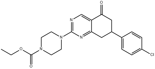 ETHYL 4-(7-(4-CHLOROPHENYL)-5-OXO-5,6,7,8-TETRAHYDROQUINAZOLIN-2-YL)PIPERAZINE-1-CARBOXYLATE Struktur