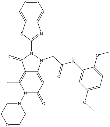 2-(2-(BENZO[D]THIAZOL-2-YL)-4-METHYL-5-MORPHOLINO-3,6-DIOXO-2,3,5,6-TETRAHYDROPYRAZOLO[4,3-C]PYRIDIN-1-YL)-N-(2,5-DIMETHOXYPHENYL)ACETAMIDE Struktur