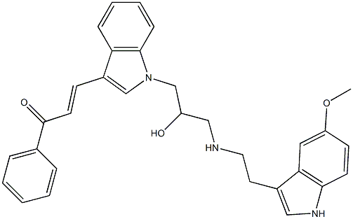 (E)-3-(1-(2-HYDROXY-3-(2-(5-METHOXY-1H-INDOL-3-YL)ETHYLAMINO)PROPYL)-1H-INDOL-3-YL)-1-PHENYLPROP-2-EN-1-ONE Struktur