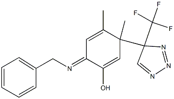 2-(BENZYLIMINO-[5(4)-TRIFLUOROMETHYL-1,2,3-TRIAZOLE-4(5)-YL]METHYL)-4-METHYLPHENOL Struktur