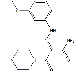 (2Z)-2-[(3-METHOXYPHENYL)HYDRAZONO]-3-(4-METHYLPIPERAZIN-1-YL)-3-OXOPROPANETHIOAMIDE Struktur