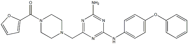 (4-{[4-AMINO-6-(4-PHENOXYANILINO)-1,3,5-TRIAZIN-2-YL]METHYL}-1-PIPERAZINYL)(2-FURYL)METHANONE Struktur