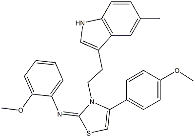 N-[(2E)-3-[2-(5-METHYL-1H-INDOL-3-YL)ETHYL]-4-(4-METHOXYPHENYL)-1,3-THIAZOL-2(3H)-YLIDENE]-N-(2-METHOXYPHENYL)AMINE Struktur