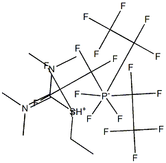 S-ETHYL-N,N,N',N'-TETRAMETHYLISOTHIOURONIUM TRIS(PENTAFLUOROETHYL)TRIFLUOROPHOSPHATE Struktur