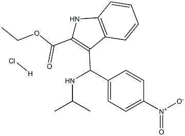 ETHYL 3-[ISOPROPYLAMINO-(4-NITROPHENYL)-METHYL]-1H-INDOLE-2-CARBOXYLATE HCL Struktur