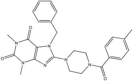 8-(4-(4-METHYLBENZOYL)PIPERAZIN-1-YL)-7-BENZYL-1,3-DIMETHYL-3,7-DIHYDRO-1H-PURINE-2,6-DIONE Struktur