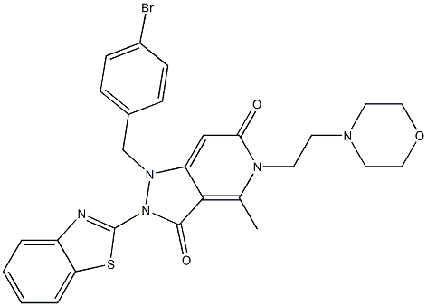 2-(BENZO[D]THIAZOL-2-YL)-1-(4-BROMOBENZYL)-4-METHYL-5-(2-MORPHOLINOETHYL)-1,2-DIHYDRO-5H-PYRAZOLO[4,3-C]PYRIDINE-3,6-DIONE Struktur