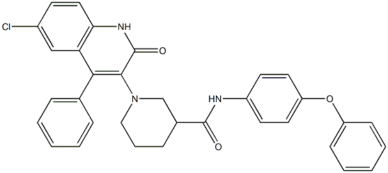 1-(6-CHLORO-2-OXO-4-PHENYL-1,2-DIHYDROQUINOLIN-3-YL)-N-(4-PHENOXYPHENYL)PIPERIDINE-3-CARBOXAMIDE Struktur