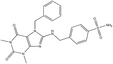 4-{[(7-BENZYL-1,3-DIMETHYL-2,6-DIOXO-2,3,6,7-TETRAHYDRO-1H-PURIN-8-YL)AMINO]METHYL}BENZENESULFONAMIDE Struktur