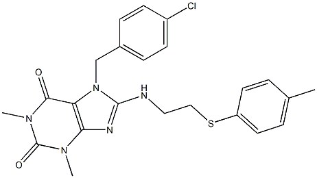 7-(4-CHLOROBENZYL)-1,3-DIMETHYL-8-({2-[(4-METHYLPHENYL)SULFANYL]ETHYL}AMINO)-3,7-DIHYDRO-1H-PURINE-2,6-DIONE Struktur