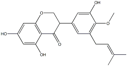 5,7-DIHYDROXY-3-[3-HYDROXY-4-METHOXY-5-(3-METHYL-BUT-2-ENYL)-PHENYL]-CHROMAN-4-ONE Struktur