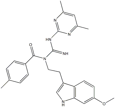 N-(4,6-DIMETHYL-2-PYRIMIDINYL)-N'-[2-(6-METHOXY-1H-INDOL-3-YL)ETHYL]-N'-(4-METHYLBENZOYL)GUANIDINE Struktur