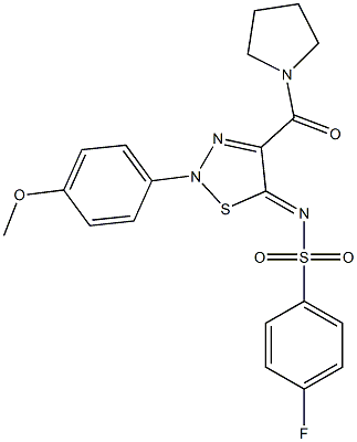 4-FLUORO-N-[(5Z)-2-(4-METHOXYPHENYL)-4-(PYRROLIDIN-1-YLCARBONYL)-1,2,3-THIADIAZOL-5(2H)-YLIDENE]BENZENESULFONAMIDE Struktur