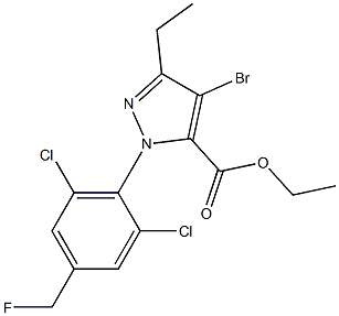 4-BROMO-1-[2,6-DICHLORO-4-(FLUOROMETHYL)PHENYL]-3-ETHYL-1H-PYRAZOLE-5-CARBOXYLIC ACID ETHYL ESTER Struktur