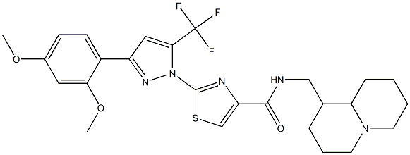 2-(3-(2,4-DIMETHOXYPHENYL)-5-(TRIFLUOROMETHYL)-1H-PYRAZOL-1-YL)-N-((OCTAHYDRO-1H-QUINOLIZIN-1-YL)METHYL)THIAZOLE-4-CARBOXAMIDE Struktur