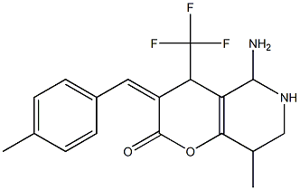 8-(E)-P-DIMETHYLAMINOBENZYLIDENE-5,6,7,8-TETRAHYDRO-4-(TRIFLUOROMETHYL)PYRIDO-[4,3-B]-PYRAN-2-ONE Struktur