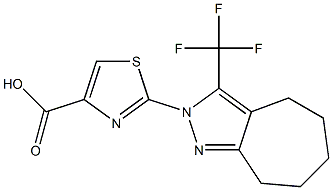 2-[3-(TRIFLUOROMETHYL)-5,6,7,8-TETRAHYDROCYCLOHEPTA[C]PYRAZOL-2(4H)-YL]-1,3-THIAZOLE-4-CARBOXYLIC ACID Struktur