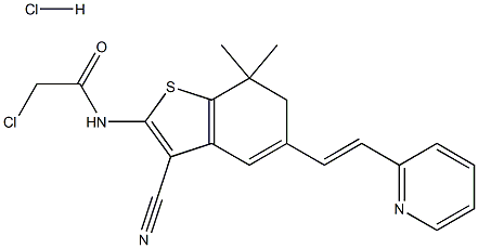 2-CHLORO-N-[3-CYANO-7,7-DIMETHYL-5-[(E)-2-PYRIDIN-2-YLVINYL]-6,7-DIHYDRO-1-BENZOTHIEN-2-YL]ACETAMIDE HYDROCHLORIDE Struktur