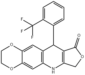 10-[2-(TRIFLUOROMETHYL)PHENYL]-2,3,7,10-TETRAHYDRO[1,4]DIOXINO[2,3-G]FURO[3,4-B]QUINOLIN-9(6H)-ONE Struktur