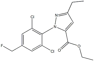 1-[2,6-DICHLORO-4-(FLUOROMETHYL)PHENYL]-3-ETHYL-1H-PYRAZOLE-5-CARBOXYLIC ACID ETHYL ESTER Struktur