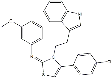 N-[(2E)-3-[2-(1H-INDOL-3-YL)ETHYL]-4-(4-CHLOROPHENYL)-1,3-THIAZOL-2(3H)-YLIDENE]-N-(3-METHOXYPHENYL)AMINE Struktur