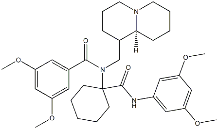 (S)-N-(1-(3,5-DIMETHOXYPHENYLCARBAMOYL)CYCLOHEXYL)-3,5-DIMETHOXY-N-((OCTAHYDRO-1H-QUINOLIZIN-1-YL)METHYL)BENZAMIDE Struktur