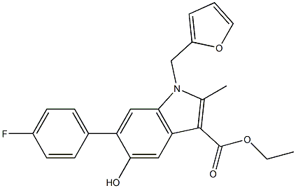 ETHYL 6-(4-FLUOROPHENYL)-1-(2-FURYLMETHYL)-5-HYDROXY-2-METHYL-1H-INDOLE-3-CARBOXYLATE Struktur