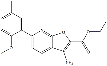 ETHYL 3-AMINO-6-(2-METHOXY-5-METHYLPHENYL)-4-METHYLFURO[2,3-B]PYRIDINE-2-CARBOXYLATE Struktur