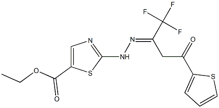 ETHYL 2-{(2E)-2-[3-OXO-3-THIEN-2-YL-1-(TRIFLUOROMETHYL)PROPYLIDENE]HYDRAZINO}-1,3-THIAZOLE-5-CARBOXYLATE Struktur