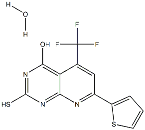 2-MERCAPTO-7-THIEN-2-YL-5-(TRIFLUOROMETHYL)PYRIDO[2,3-D]PYRIMIDIN-4-OL HYDRATE Struktur