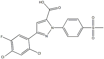 3-(2,4-DICHLORO-5-FLUOROPHENYL)-1-(4-(METHYLSULFONYL)PHENYL)-1H-PYRAZOLE-5-CARBOXYLIC ACID Struktur