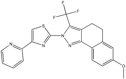 7-METHOXY-2-(4-PYRIDIN-2-YL-1,3-THIAZOL-2-YL)-3-(TRIFLUOROMETHYL)-4,5-DIHYDRO-2H-BENZO[G]INDAZOLE Struktur