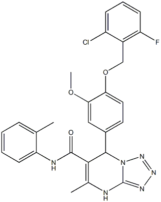 7-(4-(2-CHLORO-6-FLUOROBENZYLOXY)-3-METHOXYPHENYL)-5-METHYL-N-O-TOLYL-4,7-DIHYDROTETRAZOLO[1,5-A]PYRIMIDINE-6-CARBOXAMIDE Struktur