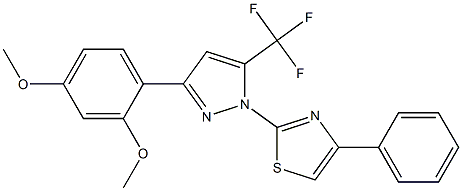 2-[3-(2,4-DIMETHOXYPHENYL)-5-(TRIFLUOROMETHYL)-1H-PYRAZOL-1-YL]-4-PHENYL-1,3-THIAZOLE Struktur