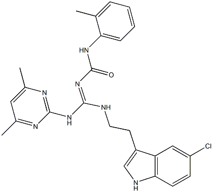 N-{(E)-{[2-(5-CHLORO-1H-INDOL-3-YL)ETHYL]AMINO}[(4,6-DIMETHYL-2-PYRIMIDINYL)AMINO]METHYLIDENE}-N'-(2-METHYLPHENYL)UREA Struktur