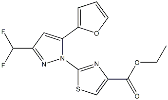 ETHYL 2-[3-(DIFLUOROMETHYL)-5-(2-FURYL)-1H-PYRAZOL-1-YL]-1,3-THIAZOLE-4-CARBOXYLATE Struktur