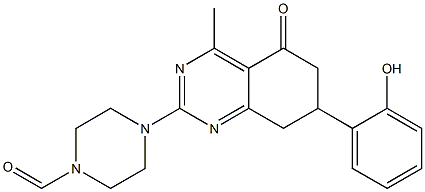 4-[7-(2-HYDROXYPHENYL)-4-METHYL-5-OXO-5,6,7,8-TETRAHYDROQUINAZOLIN-2-YL]PIPERAZINE-1-CARBALDEHYDE Struktur