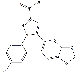 1-(4-AMINO-PHENYL)-5-BENZO[1,3]DIOXOL-5-YL-1H-PYRAZOLE-3-CARBOXYLIC ACID Struktur