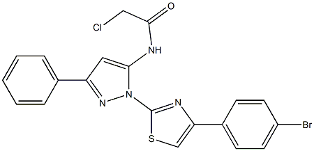 N-{1-[4-(4-BROMOPHENYL)-1,3-THIAZOL-2-YL]-3-PHENYL-1H-PYRAZOL-5-YL}-2-CHLOROACETAMIDE Struktur