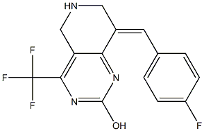 8-(E)-P-FLUOROBENZYLIDENE-5,6,7,8-TETRAHYDRO-2-HYDROXY-4-(TRIFLUOROMETHYL)PYRIDO-[4,3-D]-PYRIMIDINE Struktur