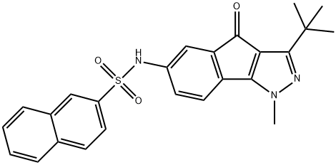 3-(TERT-BUTYL)-1-METHYL-6-((2-NAPHTHYLSULFONYL)AMINO)INDENO[2,3-D]PYRAZOL-4-ONE Struktur