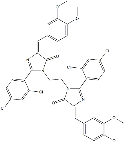 (E)-2-(2,4-DICHLOROPHENYL)-1-(2-((Z)-2-(2,4-DICHLOROPHENYL)-4-(3,4-DIMETHOXYBENZYLIDENE)-5-OXO-4,5-DIHYDROIMIDAZOL-1-YL)ETHYL)-4-(3,4-DIMETHOXYBENZYLIDENE)-1H-IMIDAZOL-5(4H)-ONE Struktur