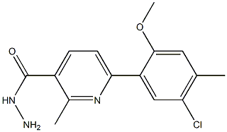 6-(5-CHLORO-2-METHOXY-4-METHYLPHENYL)-2-METHYLPYRIDINE-3-CARBOHYDRAZIDE Struktur