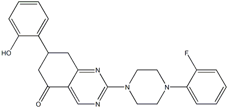 2-[4-(2-FLUOROPHENYL)-1-PIPERAZINYL]-7-(2-HYDROXYPHENYL)-7,8-DIHYDRO-5(6H)-QUINAZOLINONE Struktur