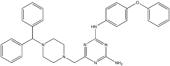 6-((4-BENZHYDRYLPIPERAZIN-1-YL)METHYL)-N2-(4-PHENOXYPHENYL)-1,3,5-TRIAZINE-2,4-DIAMINE Struktur