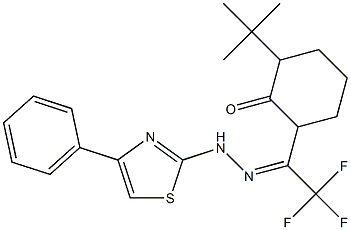 (E)-2-TERT-BUTYL-6-(2,2,2-TRIFLUORO-1-(2-(4-PHENYLTHIAZOL-2-YL)HYDRAZONO)ETHYL)CYCLOHEXANONE Struktur