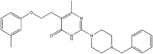 2-(4-BENZYLPIPERAZIN-1-YL)-6-METHYL-5-(2-(M-TOLYLOXY)ETHYL)PYRIMIDIN-4(3H)-ONE Struktur