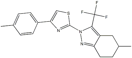 5-METHYL-2-[4-(4-METHYLPHENYL)-1,3-THIAZOL-2-YL]-3-(TRIFLUOROMETHYL)-4,5,6,7-TETRAHYDRO-2H-INDAZOLE Struktur