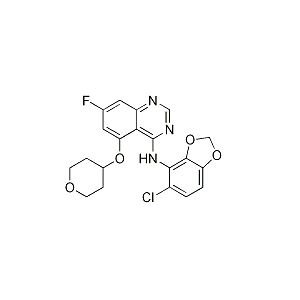 4-(6-氯-2,3-亞甲基二氧基苯胺)-7-氟-5-四氫吡喃-4-基氧基喹唑啉